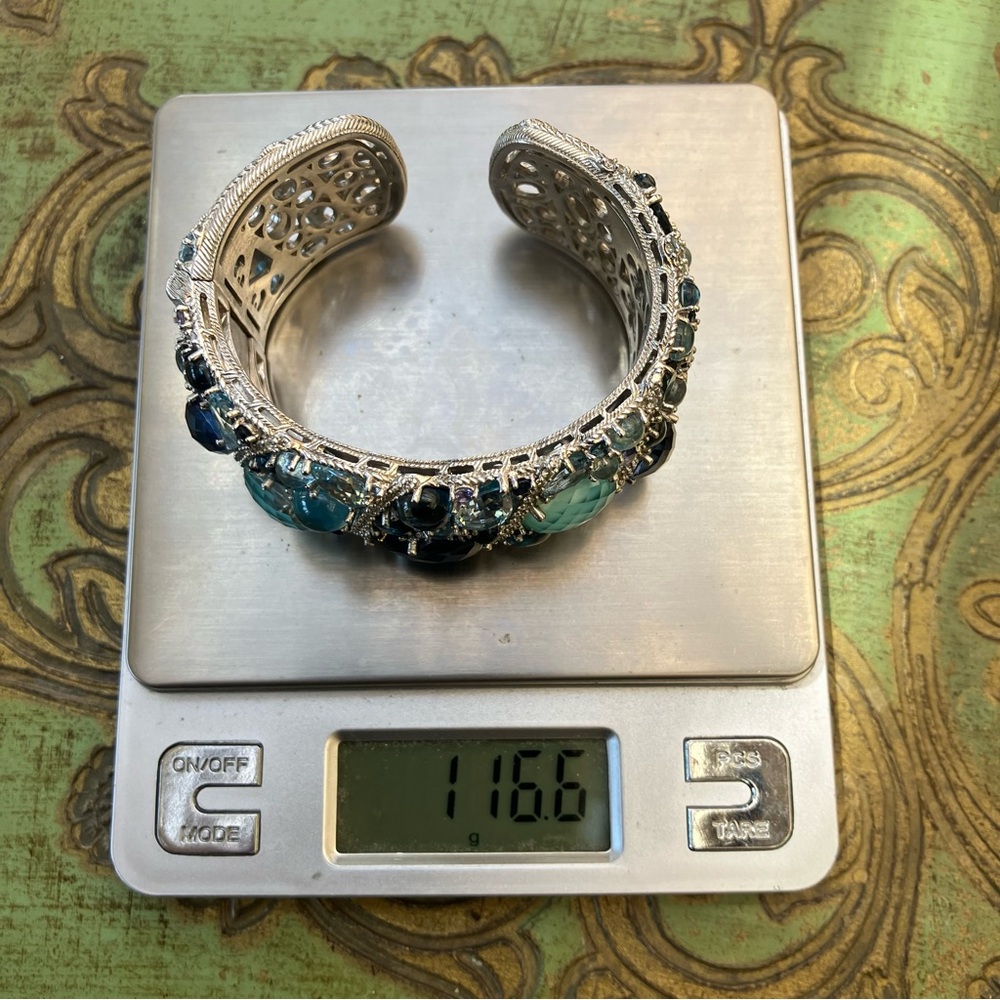 RARE 🔥 Judith Ripka 46.00 Cttw Multi Gemstone Sterling Silver Cuff Bracelet - Picture 14 of 17